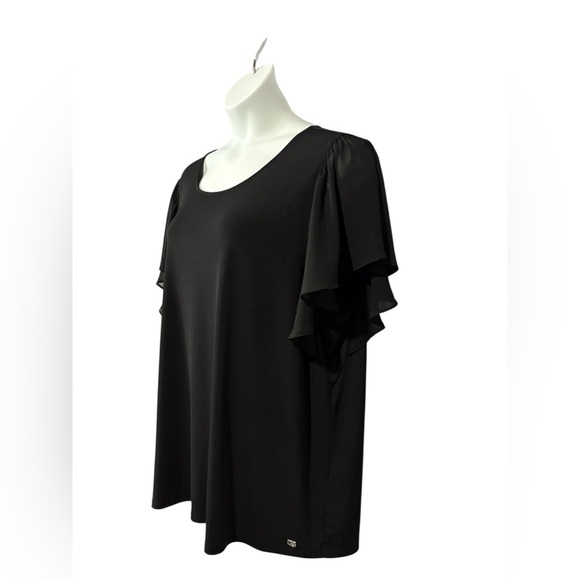 Calvin Klein, Elegant Black Flutter-Sleeve Blouse, Plus Size 3X - Picture 5 of 8